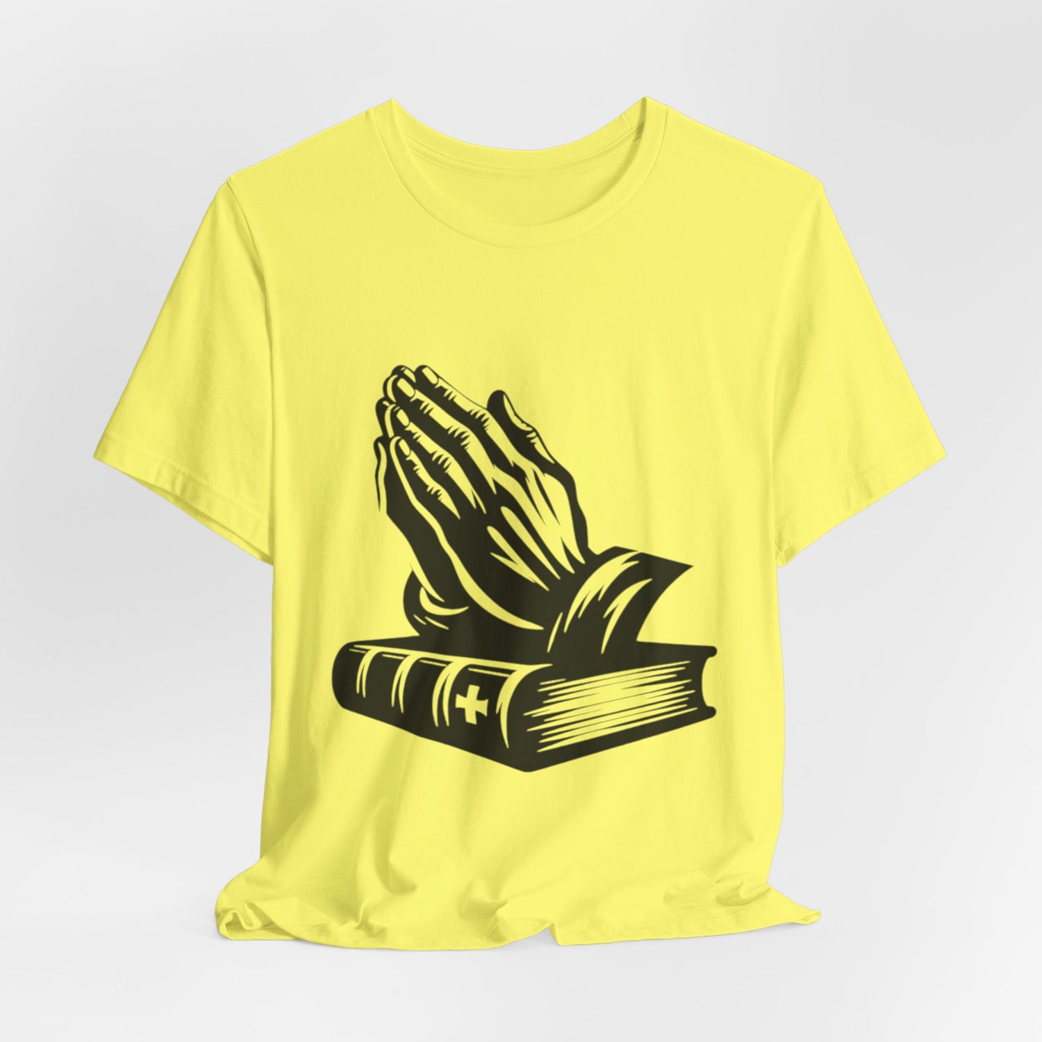 Prayer Hands &amp; Bible T-Shirt — Christian Faith Tee for Church, Prayer, Religious Gifts