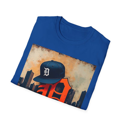 Detroit D Skyline Tee — Vintage D Logo with Cap Graphic