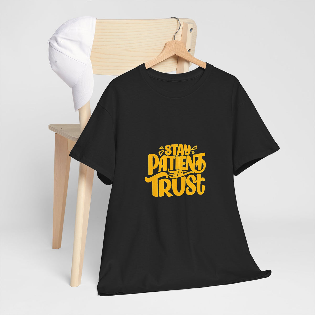 Stay Patient Trust Unisex Heavy Cotton Tee - Inspirational Quote Tee for Mindfulness and Positivity