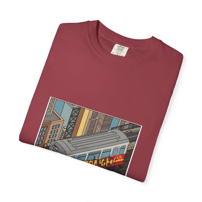 NYC Touch Unisex Garment-Dyed T-Shirt - Cool Light Blue Tee with City Graphics