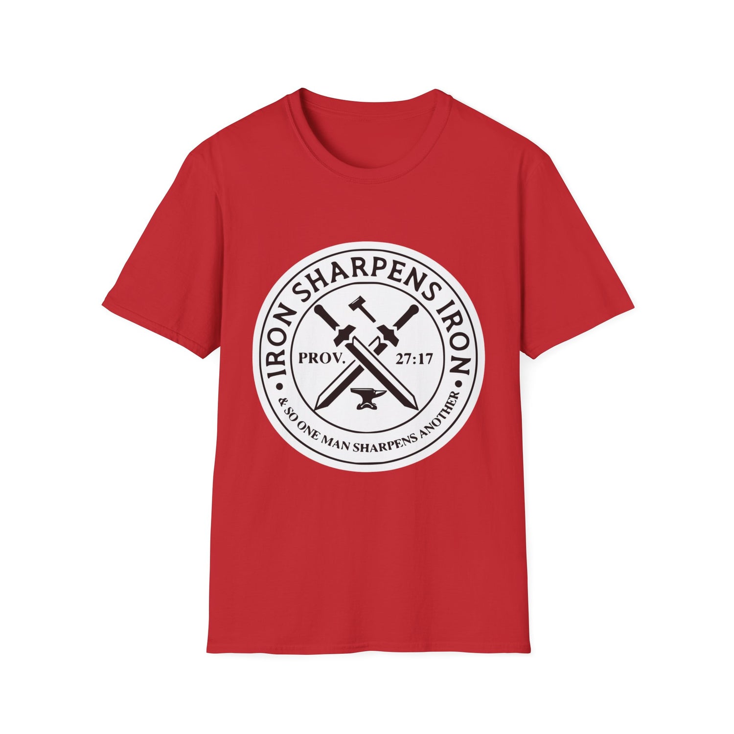 T-Shirt — "Iron Sharpens Iron" Christian Workout Tee (Prov. 27:17)
