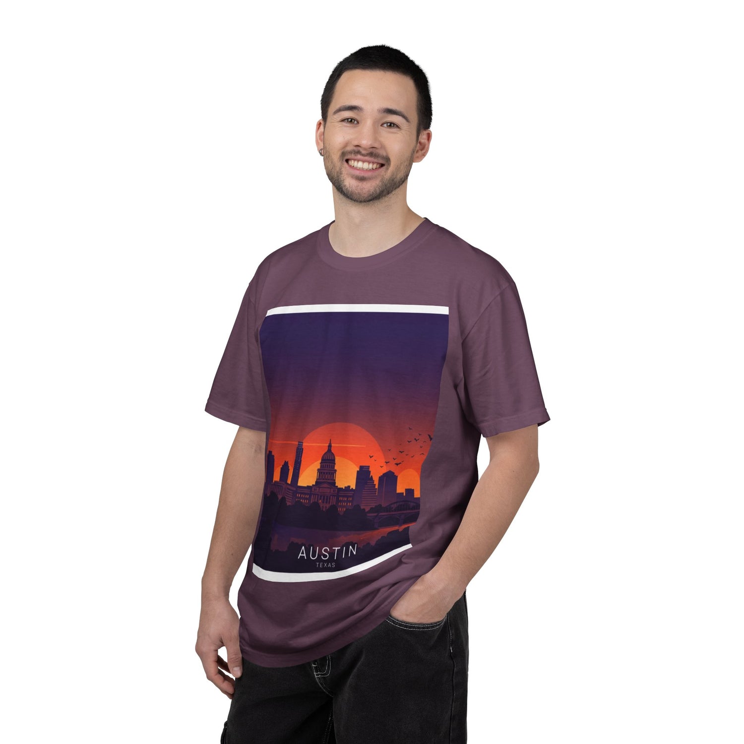 Austin Skyline Sunset T-Shirt — Retro Cityscape Graphic Tee