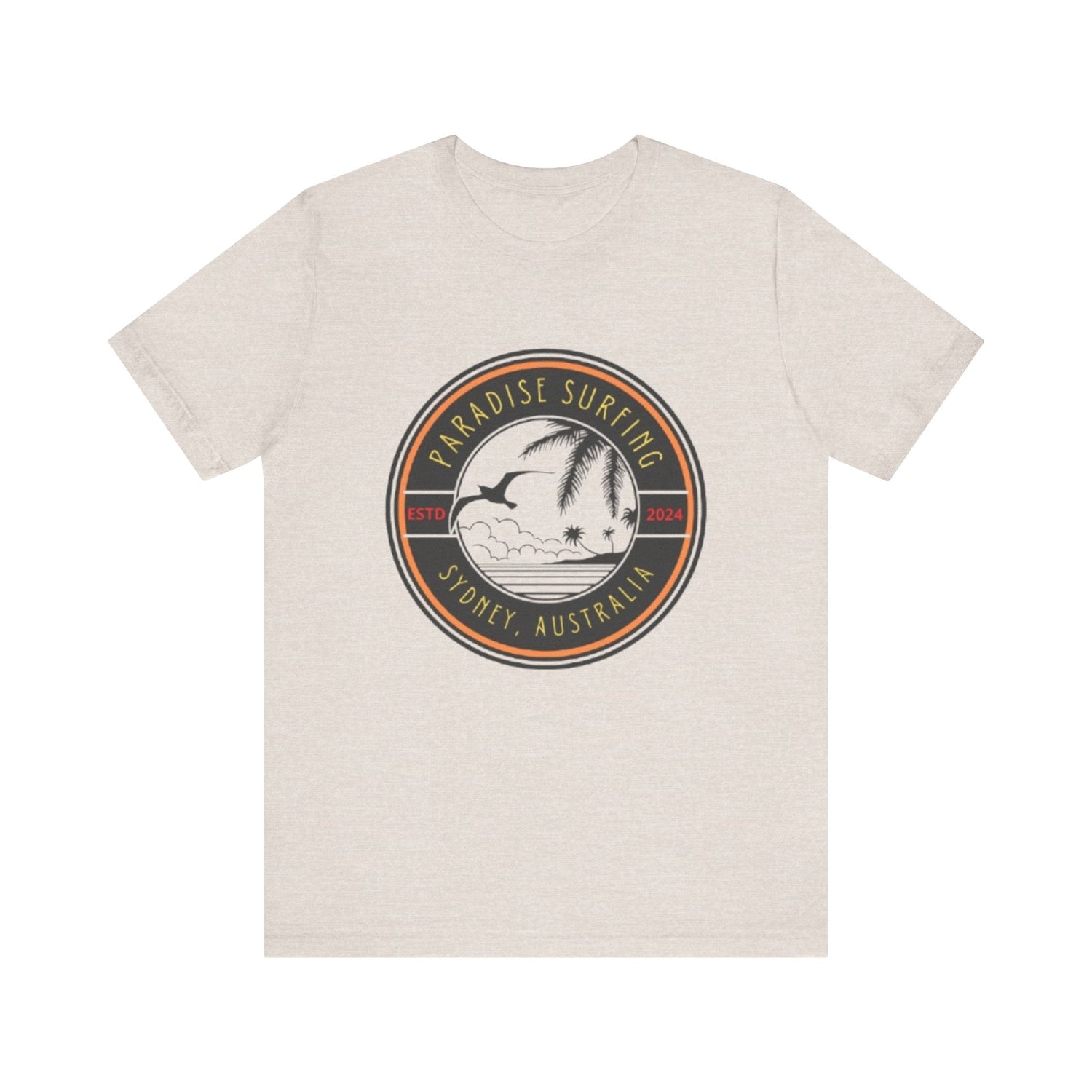 Unisex Graphic Tee - Paradise Surfing Printed Tee - Eco Jersey Shirt .