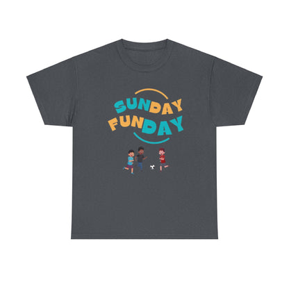 Unisex Heavy Cotton Tee - Sunday Funday Printed T-Shirt 