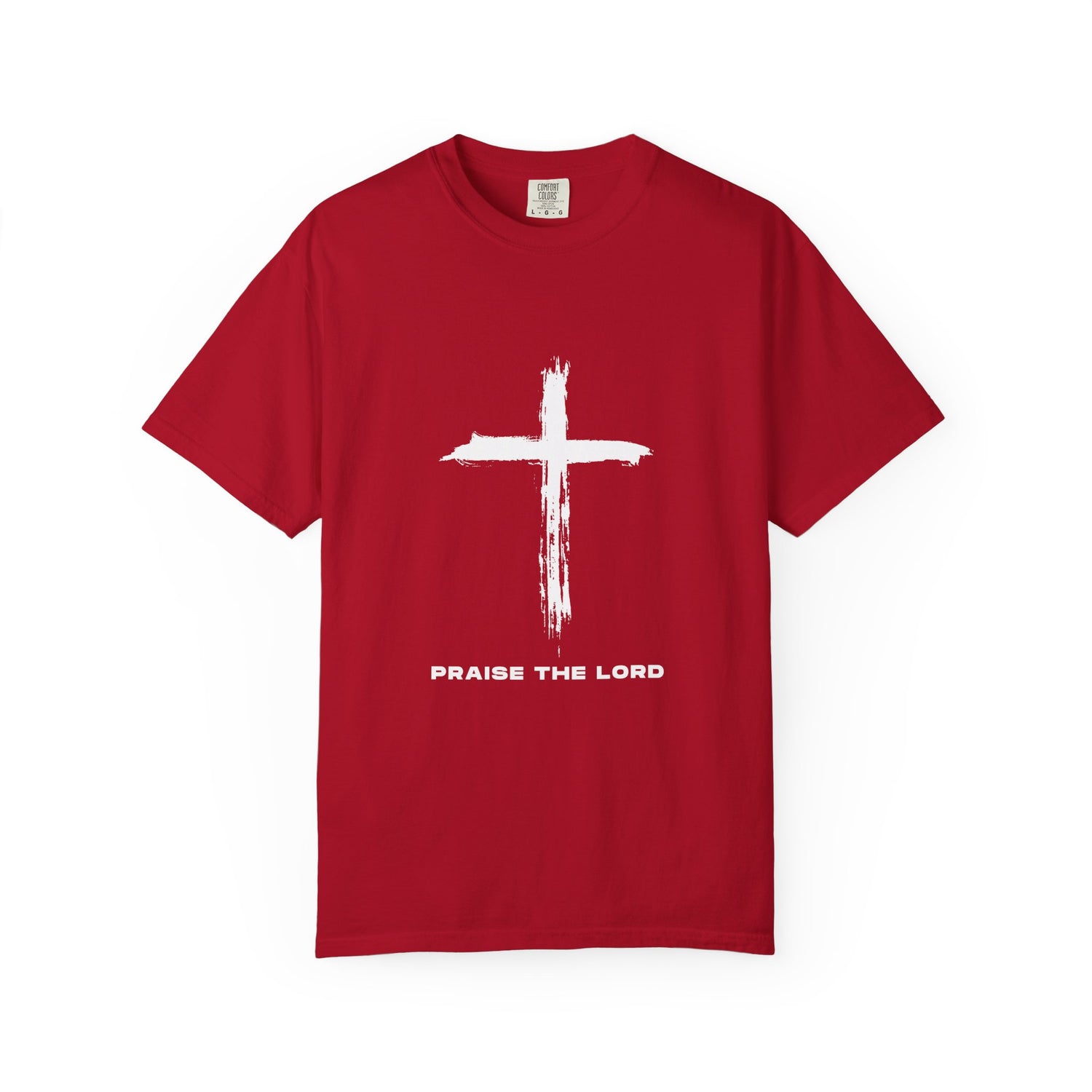 Unisex Garment-Dyed T-shirt with Inspirational Cross Design - Praise The Lord