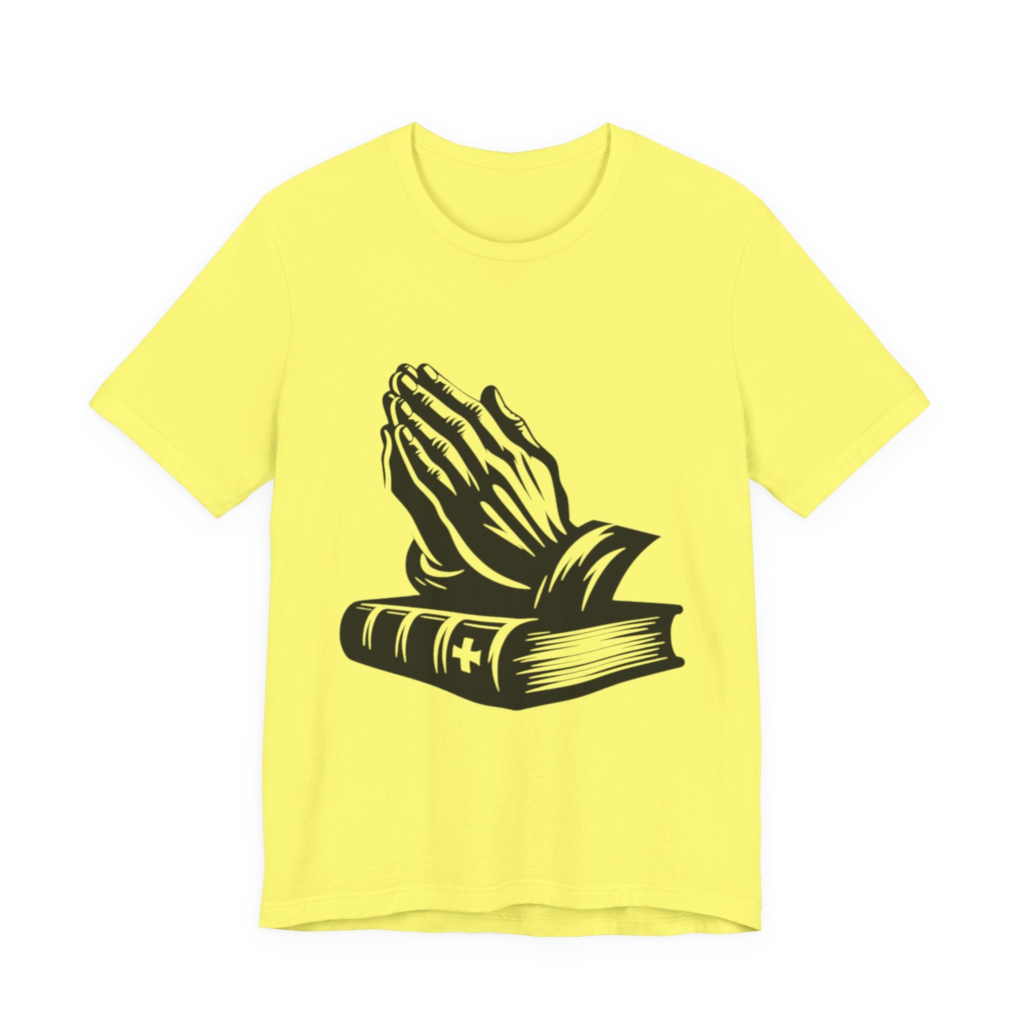 Prayer Hands &amp; Bible T-Shirt — Christian Faith Tee for Church, Prayer, Religious Gifts