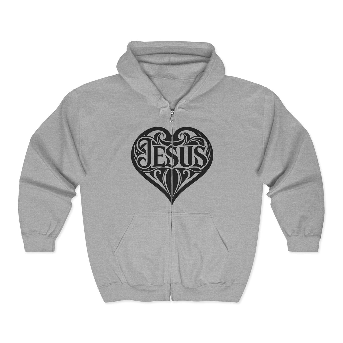 Heart Dagger Zip Hoodie – Gothic Heartline Full-Zip Sweatshirt