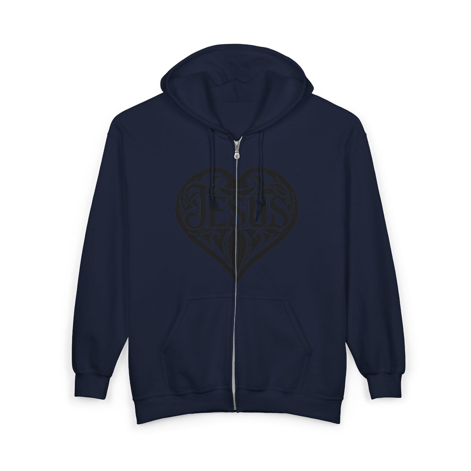 Heart Dagger Zip Hoodie – Gothic Heartline Full-Zip Sweatshirt