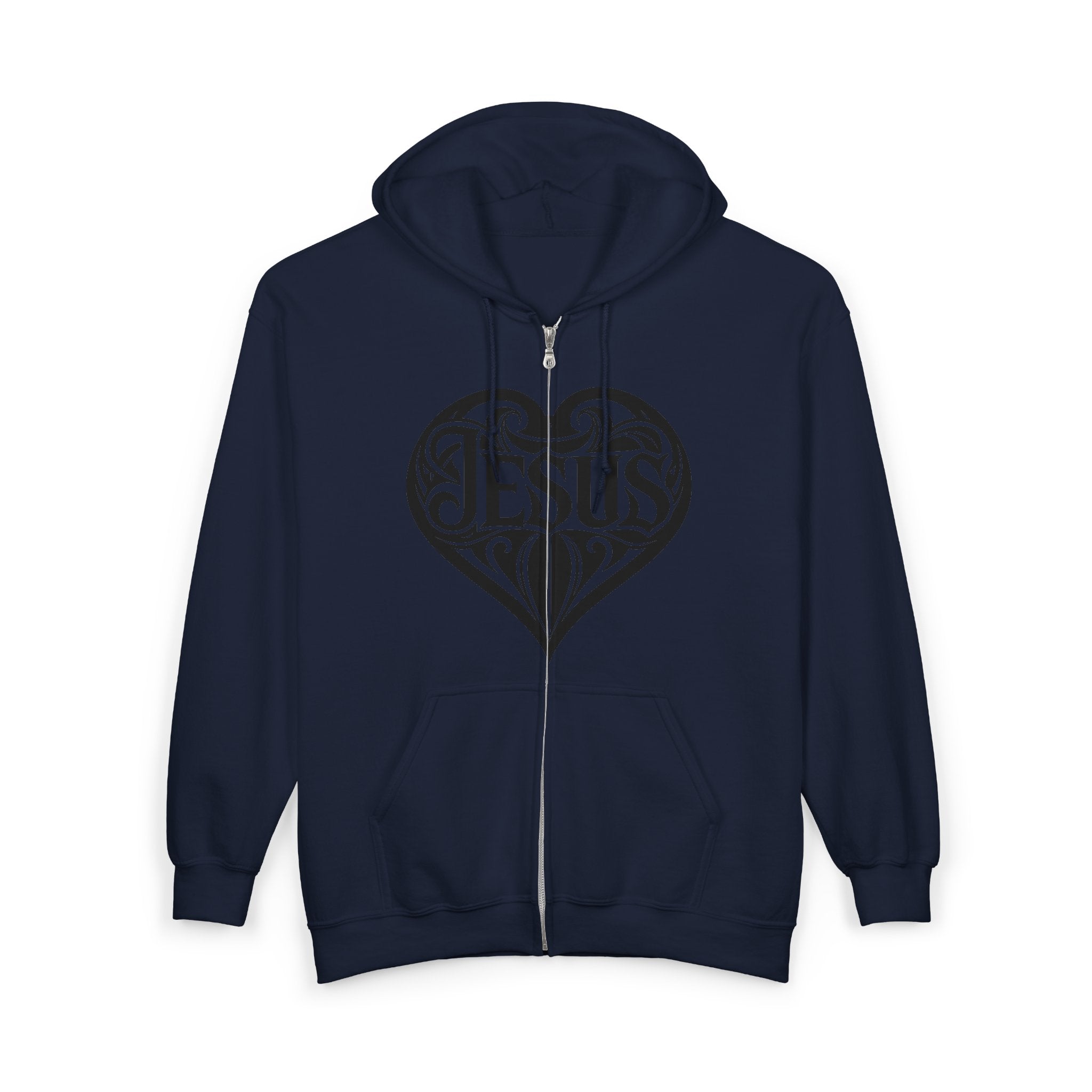 Heart Dagger Zip Hoodie – Gothic Heartline Full-Zip Sweatshirt