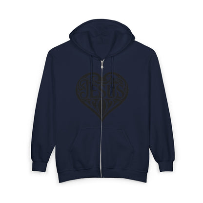 Heart Dagger Zip Hoodie – Gothic Heartline Full-Zip Sweatshirt