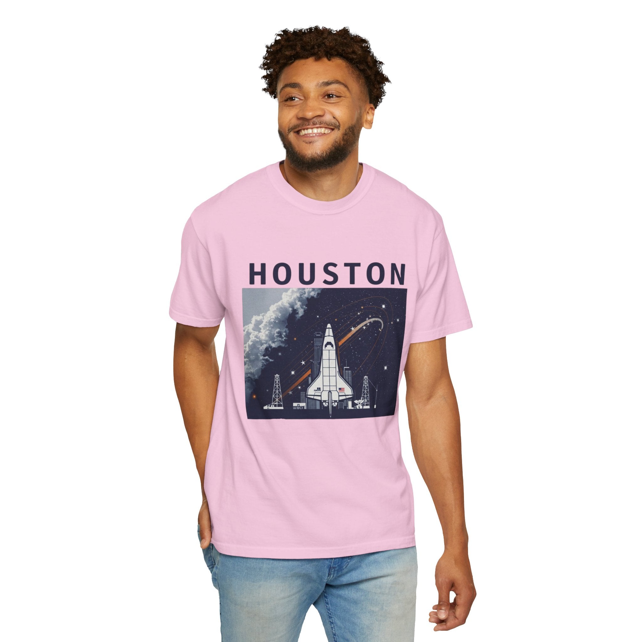 Houston Space Exploration T-shirt - Unisex Garment-Dyed Tee, Astronaut Gift, NASA Fan Apparel, Space Lover&