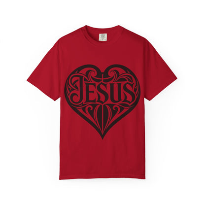 Jesus Heart T-Shirt — Tribal Script Faith Tee