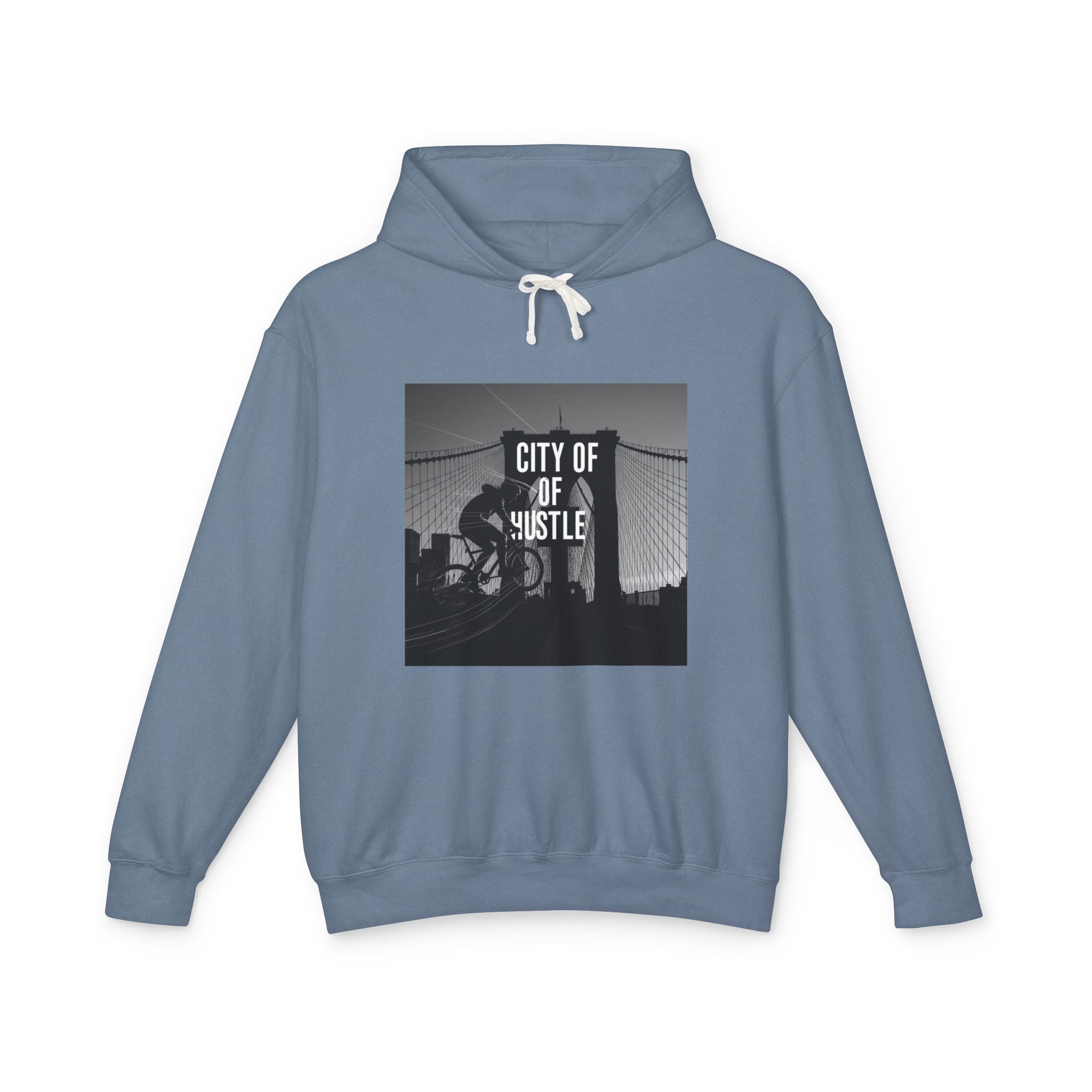 City of Hustle Unisex Lightweight Hooded Sweatshirt - Inspirational Urban Style