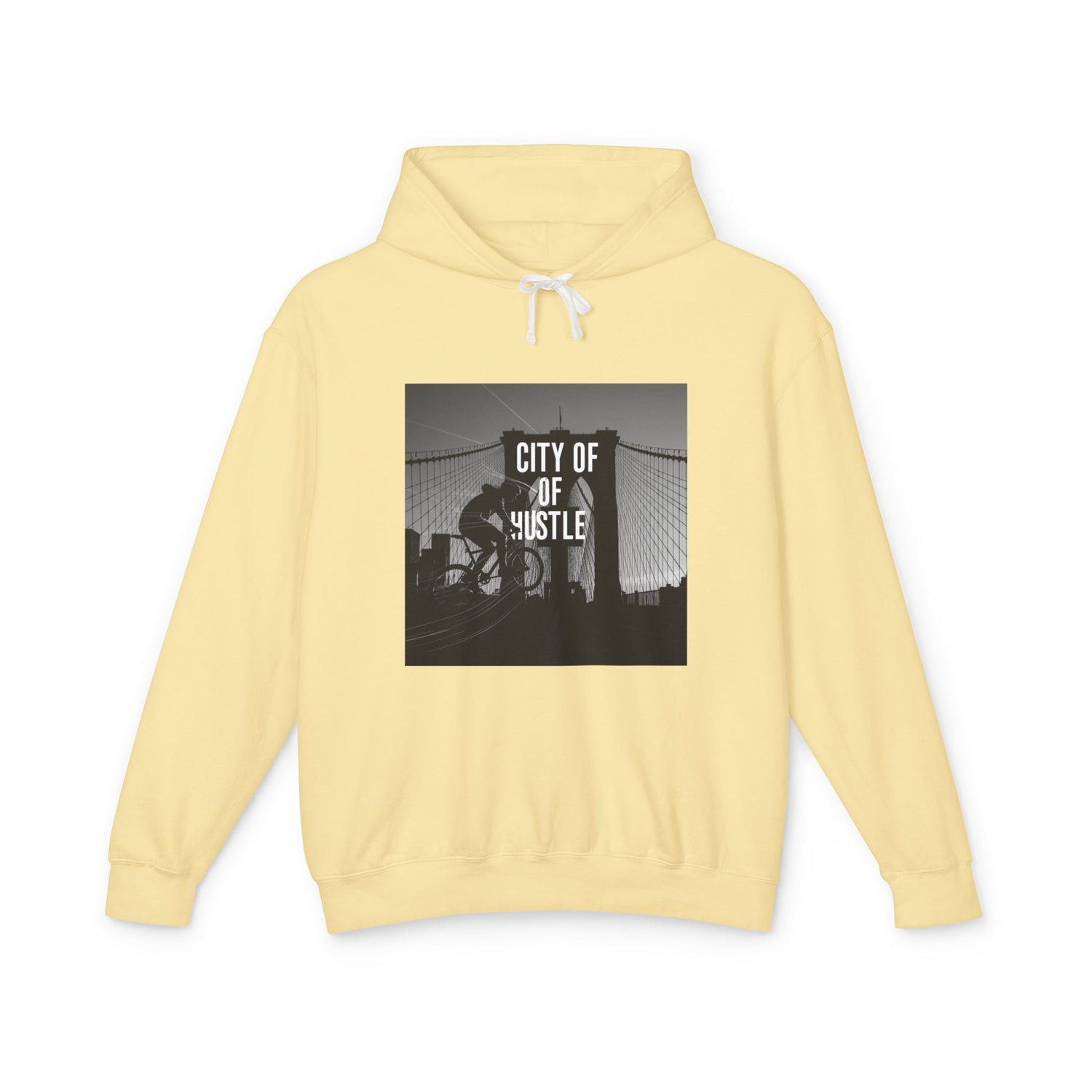 City of Hustle Unisex Lightweight Hooded Sweatshirt - Inspirational Urban Style