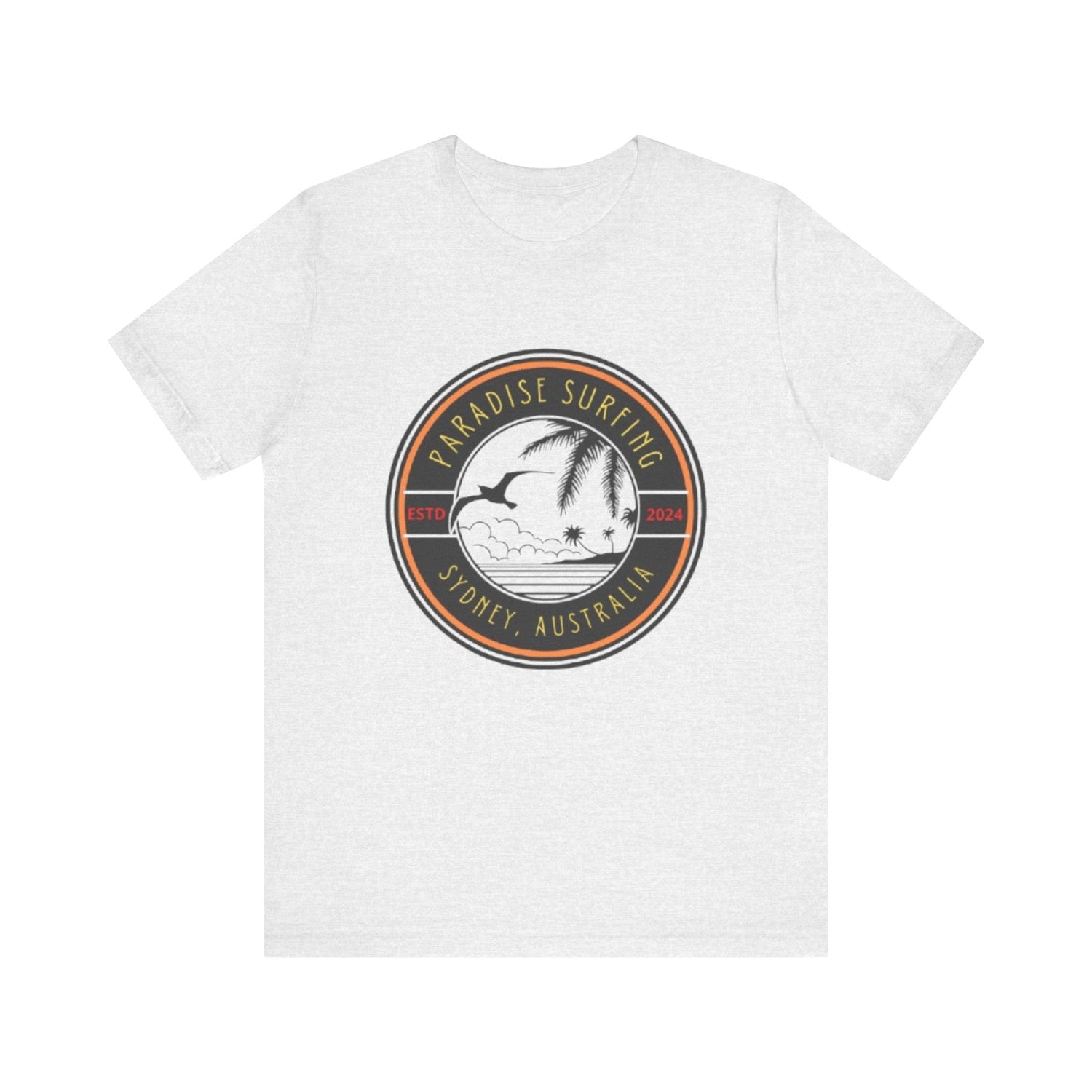 Unisex Graphic Tee - Paradise Surfing Printed Tee - Eco Jersey Shirt .