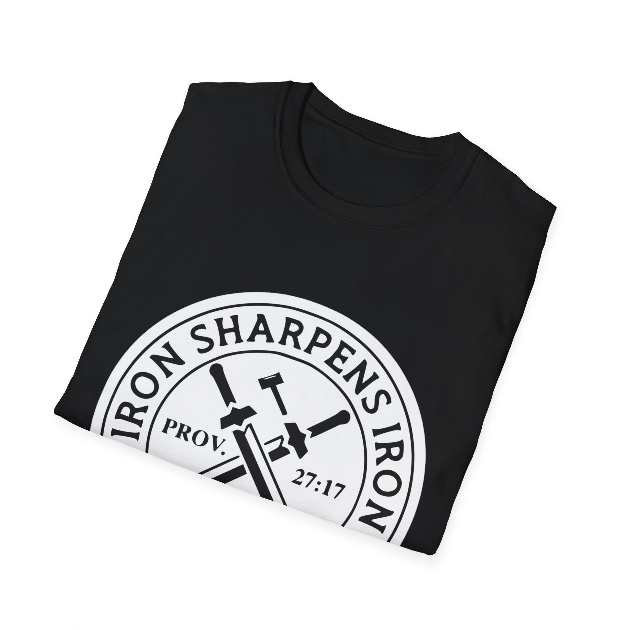 T-Shirt — "Iron Sharpens Iron" Christian Workout Tee (Prov. 27:17)