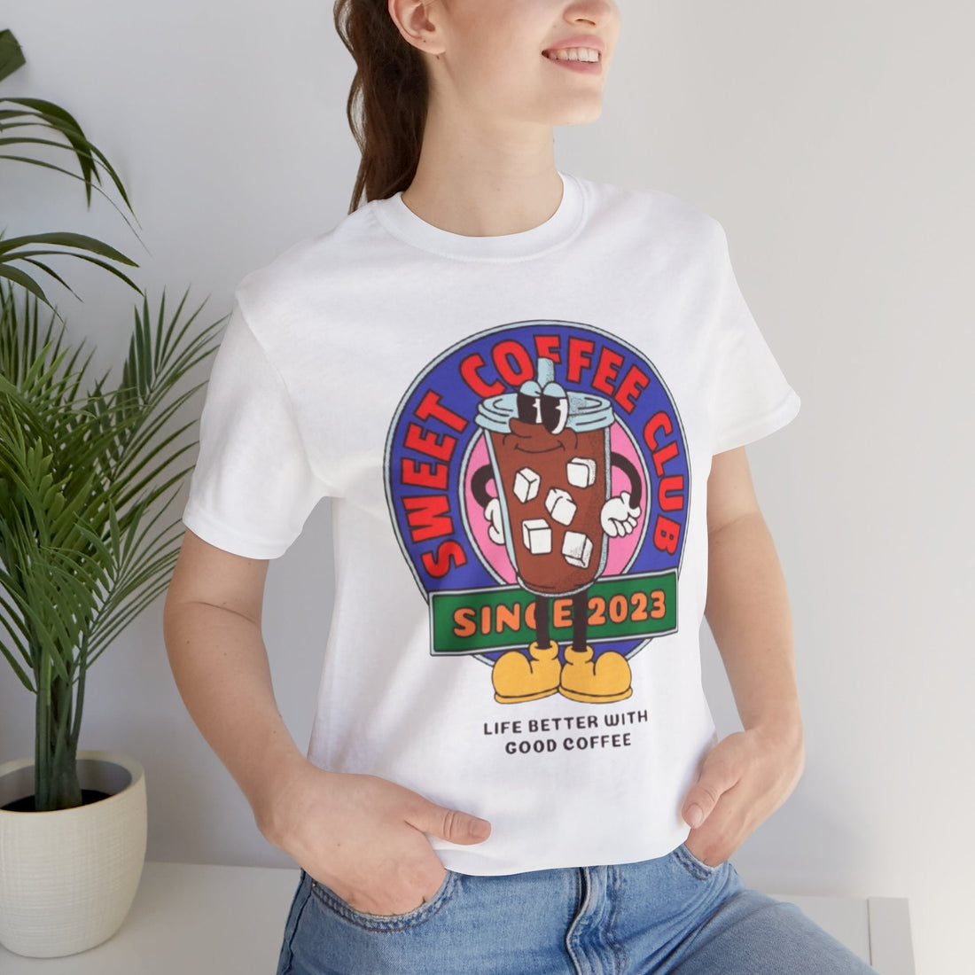 Unisex Graphic Tee - Sunset Coffee Club Printed Tee - Eco-Friendly Cas