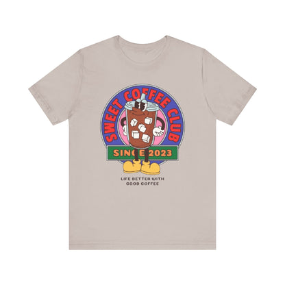 Unisex Graphic Tee - Sunset Coffee Club Printed Tee - Eco-Friendly Cas