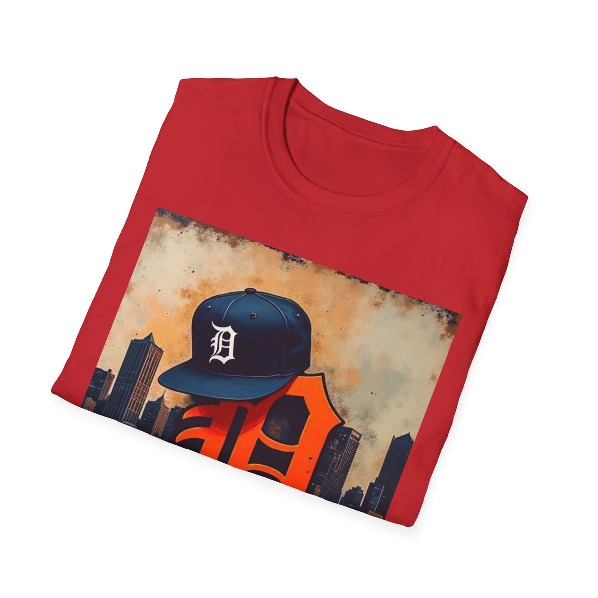 Detroit D Skyline Tee — Vintage D Logo with Cap Graphic