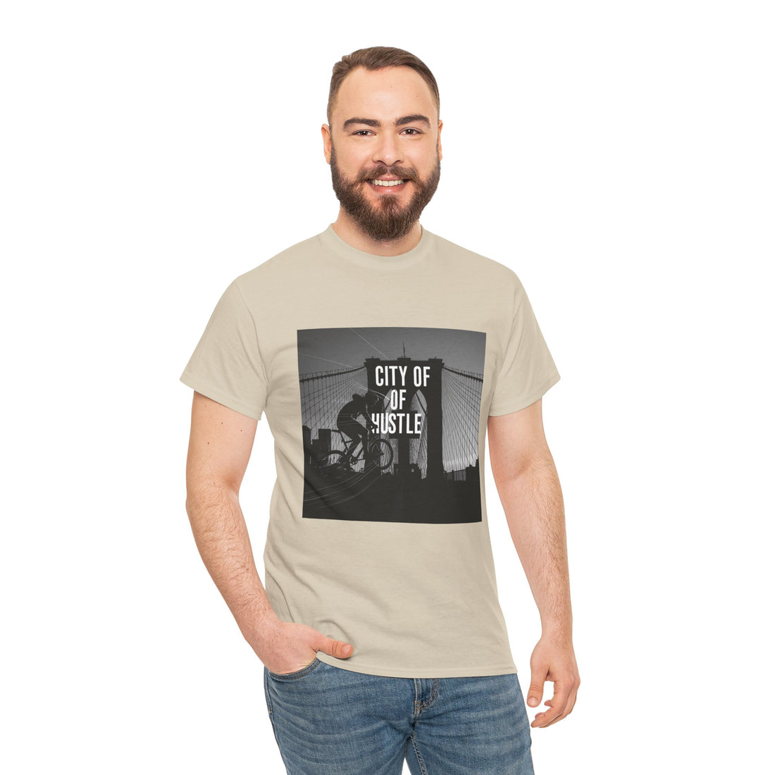 City of Hustle Unisex Heavy Cotton Tee - Motivational Streetwear for Urban Go-Getters