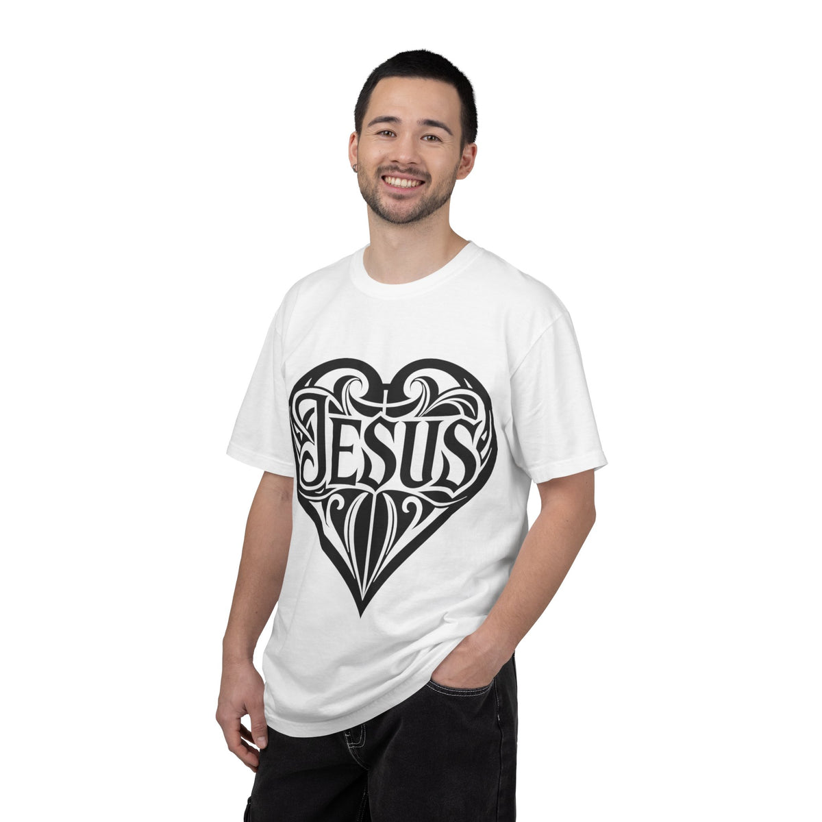 Jesus Heart T-Shirt — Tribal Script Faith Tee