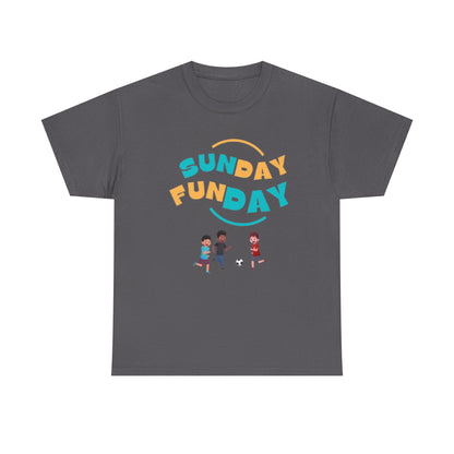 Unisex Heavy Cotton Tee - Sunday Funday Printed  T-Shirt - Comfortable Casual Wear Tee - Unique Graphic Tee - Gift