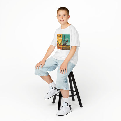 Texas Themed Kids Heavy Cotton Tee - Cute Retro Design