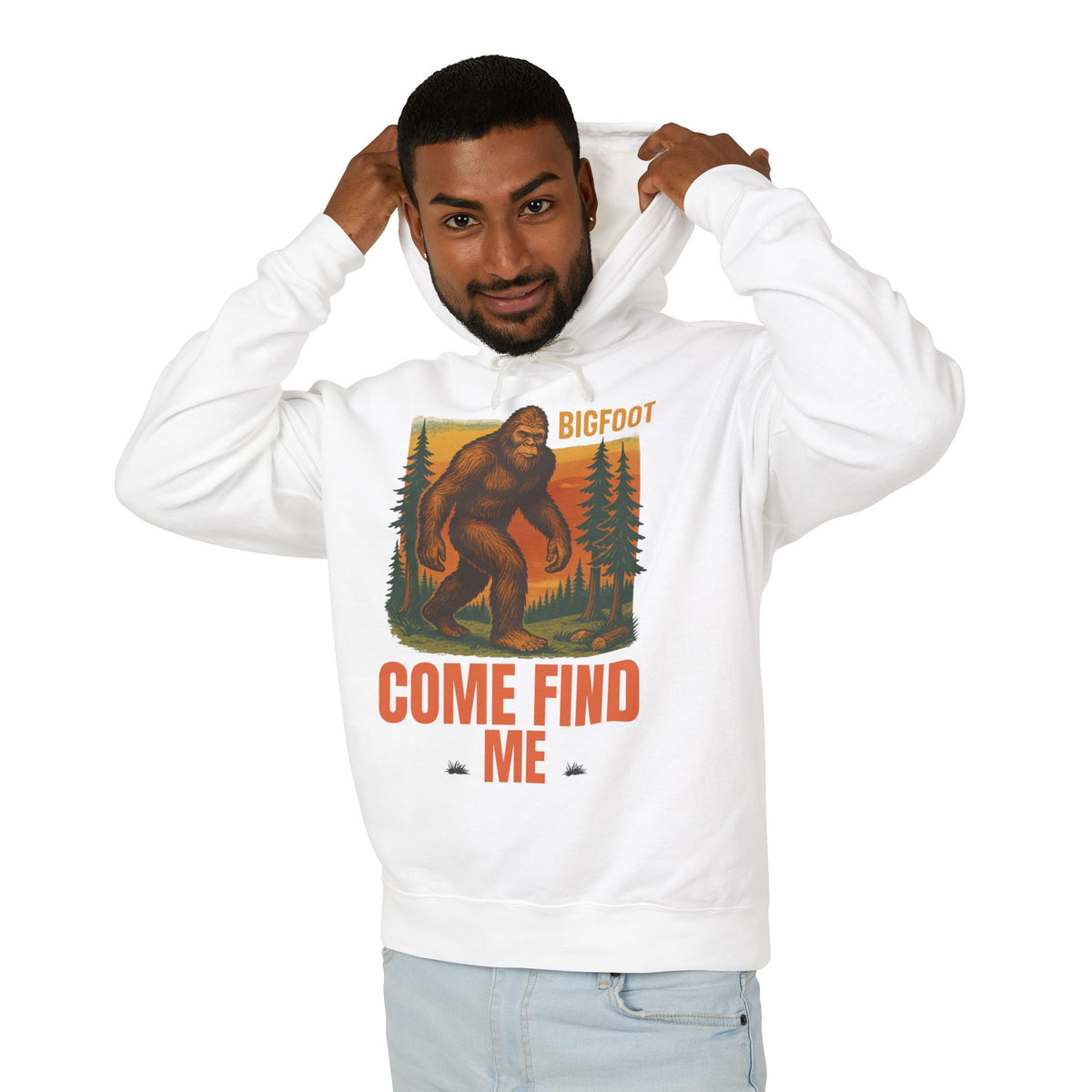 Bigfoot Adventure Lightweight Hoodie, Cozy Sweatshirt for Nature Lovers, Perfect Gift for Outdoor Enthusiasts, Camping, Hiking, Adventure