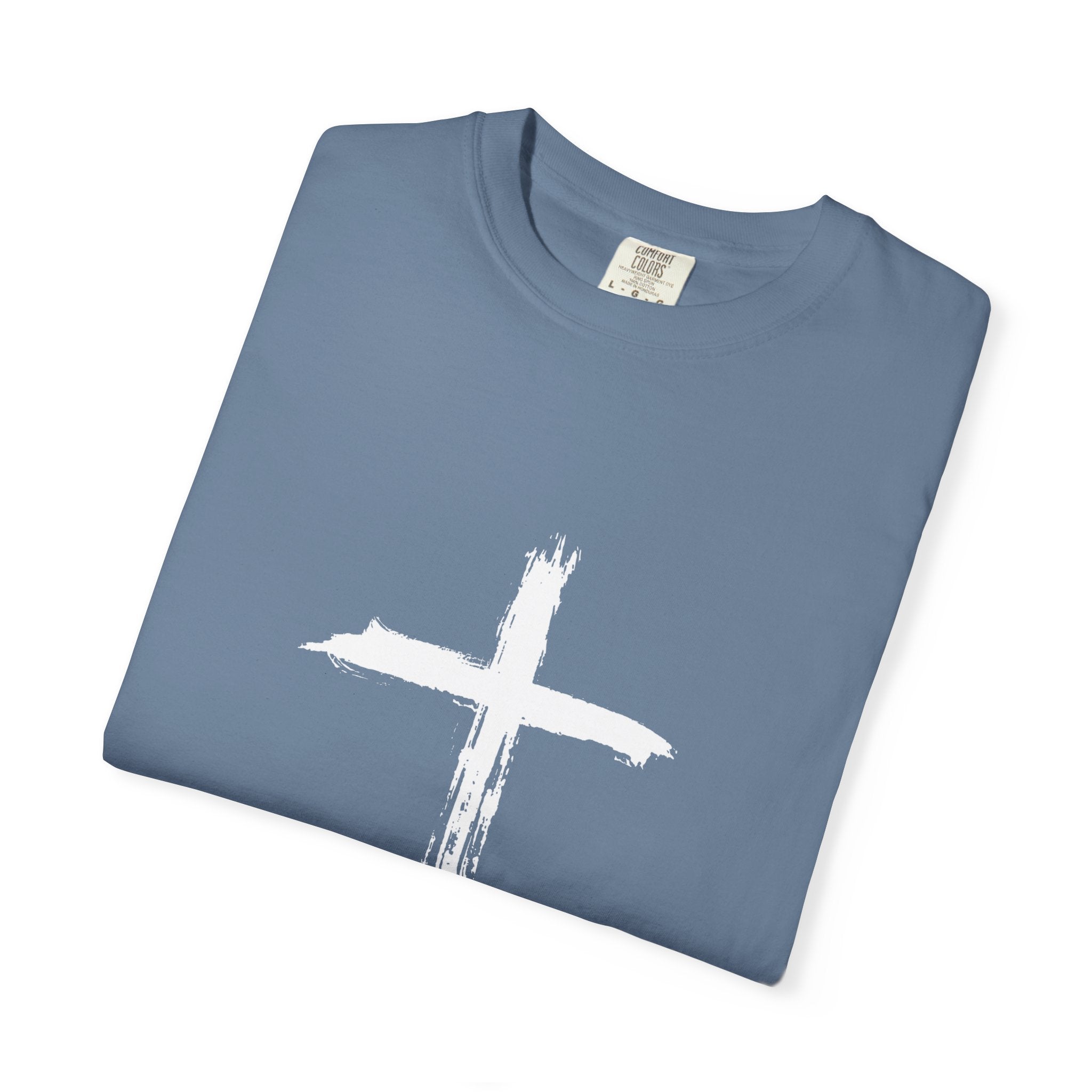 Unisex Garment-Dyed T-shirt with Inspirational Cross Design - Praise The Lord