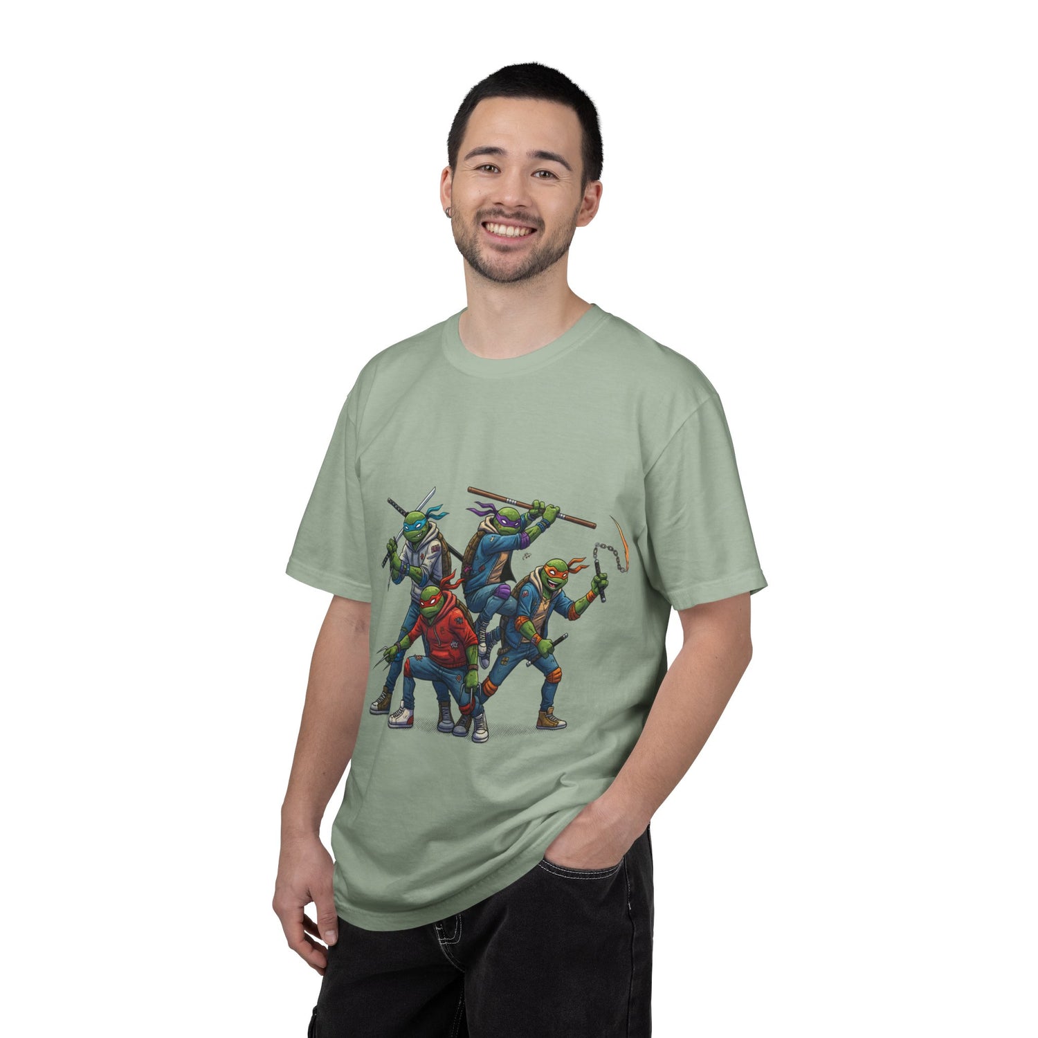 Ninja Turtle Trio T-Shirt | Retro Comic Heroes, Action Pose