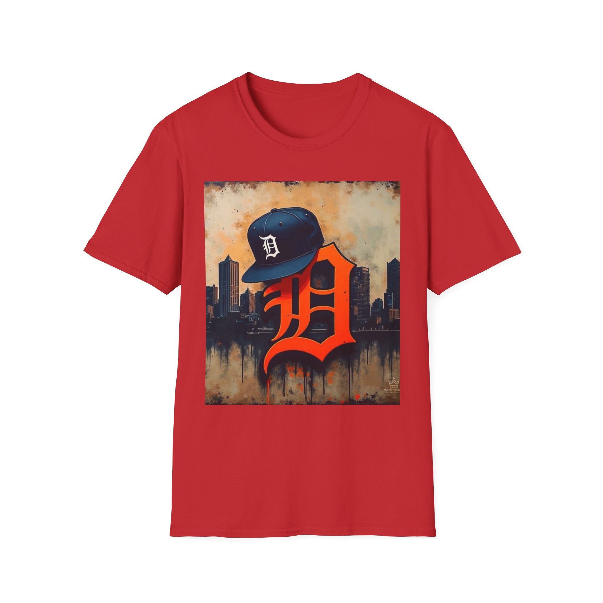 Detroit D Skyline Tee — Vintage D Logo with Cap Graphic