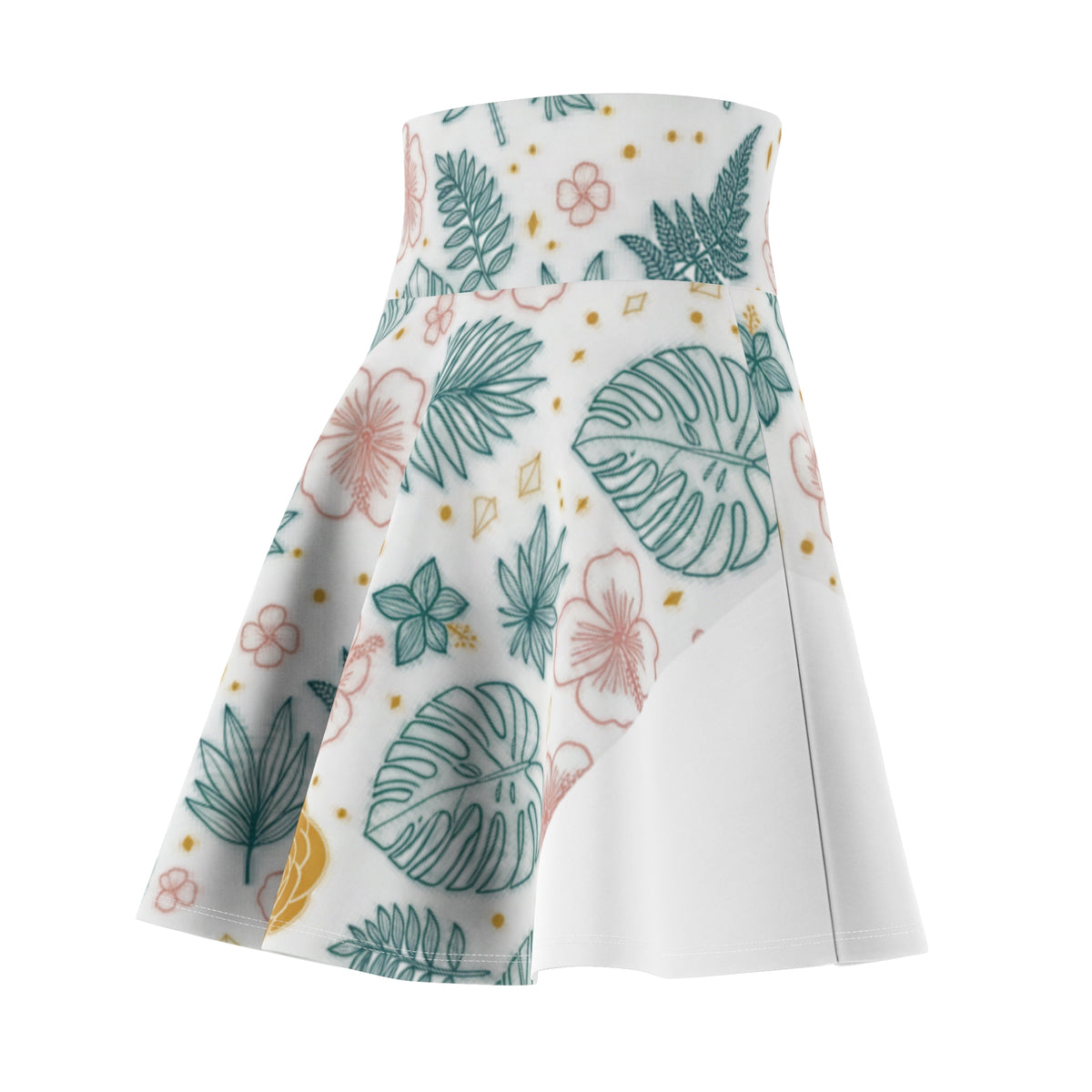 Tropical Floral Skater Skirt — Yellow Botanical Print
