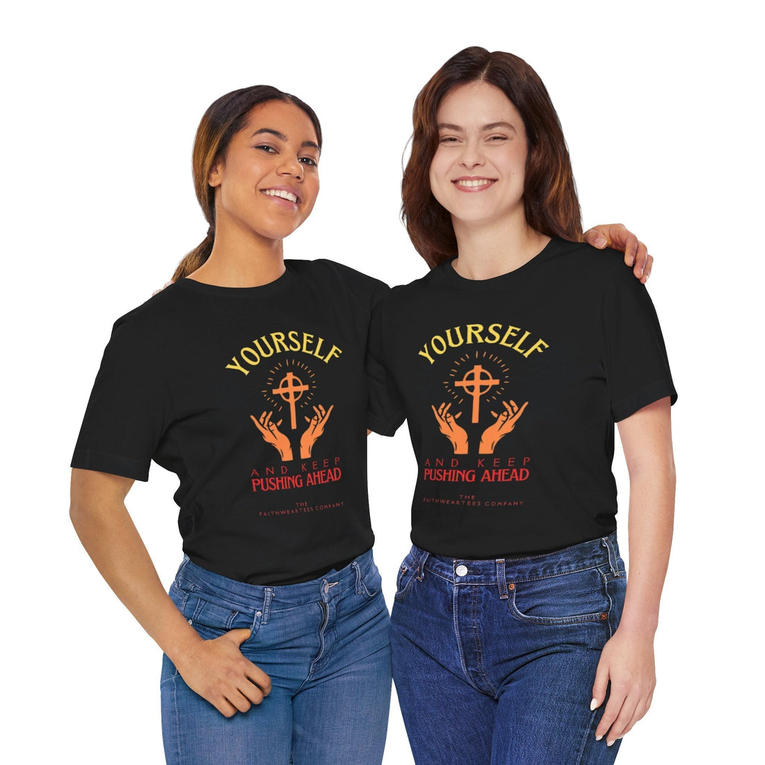 Unisex Graphic Tee - Pushing Ahead Yourself Printed Tee - Eco Tee Gift
