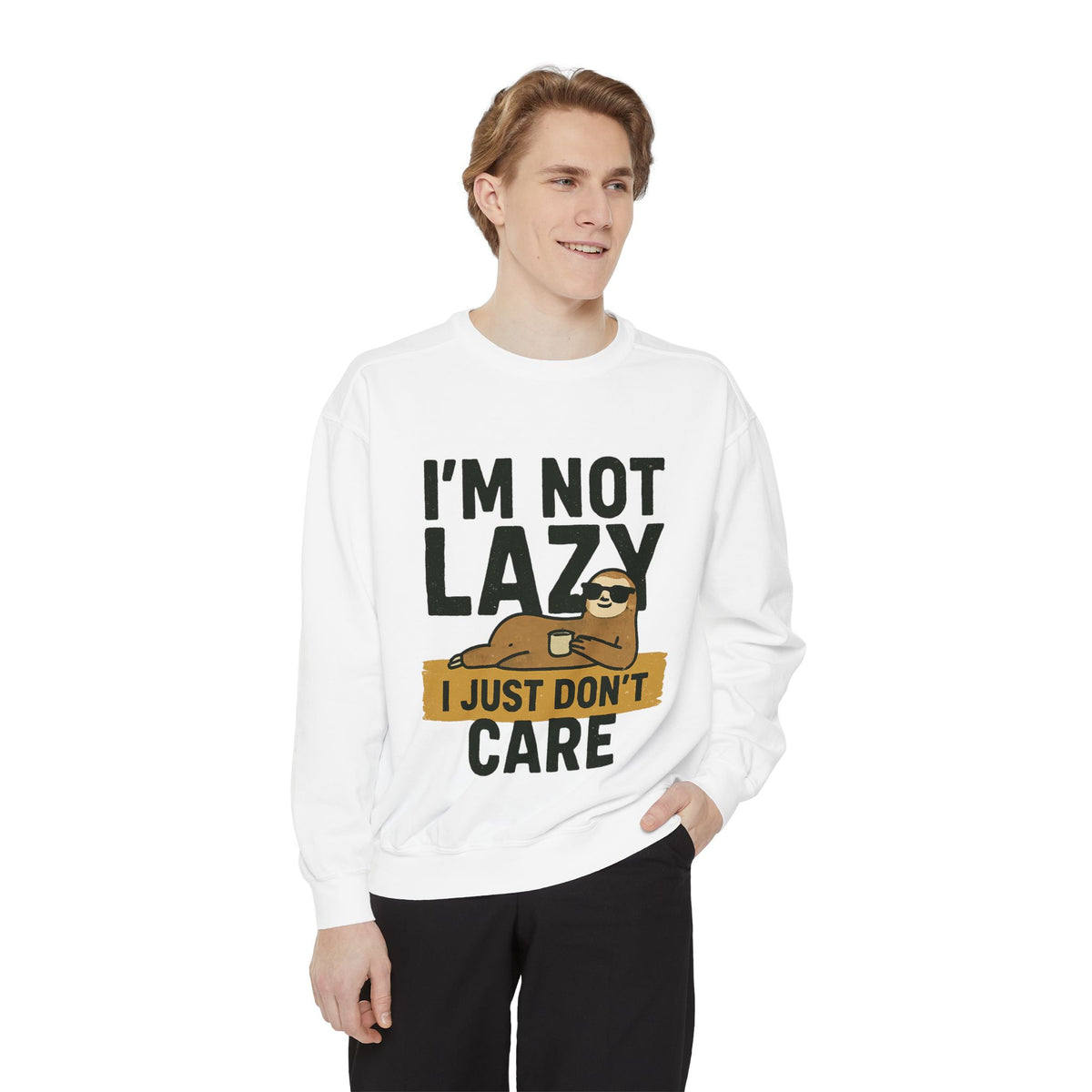Lazy Sloth Sweatshirt - Relaxed Fit, Cozy Lounge Wear, Gift for Sloth Lovers, Funny Statement Apparel, Perfect for Relaxation Days