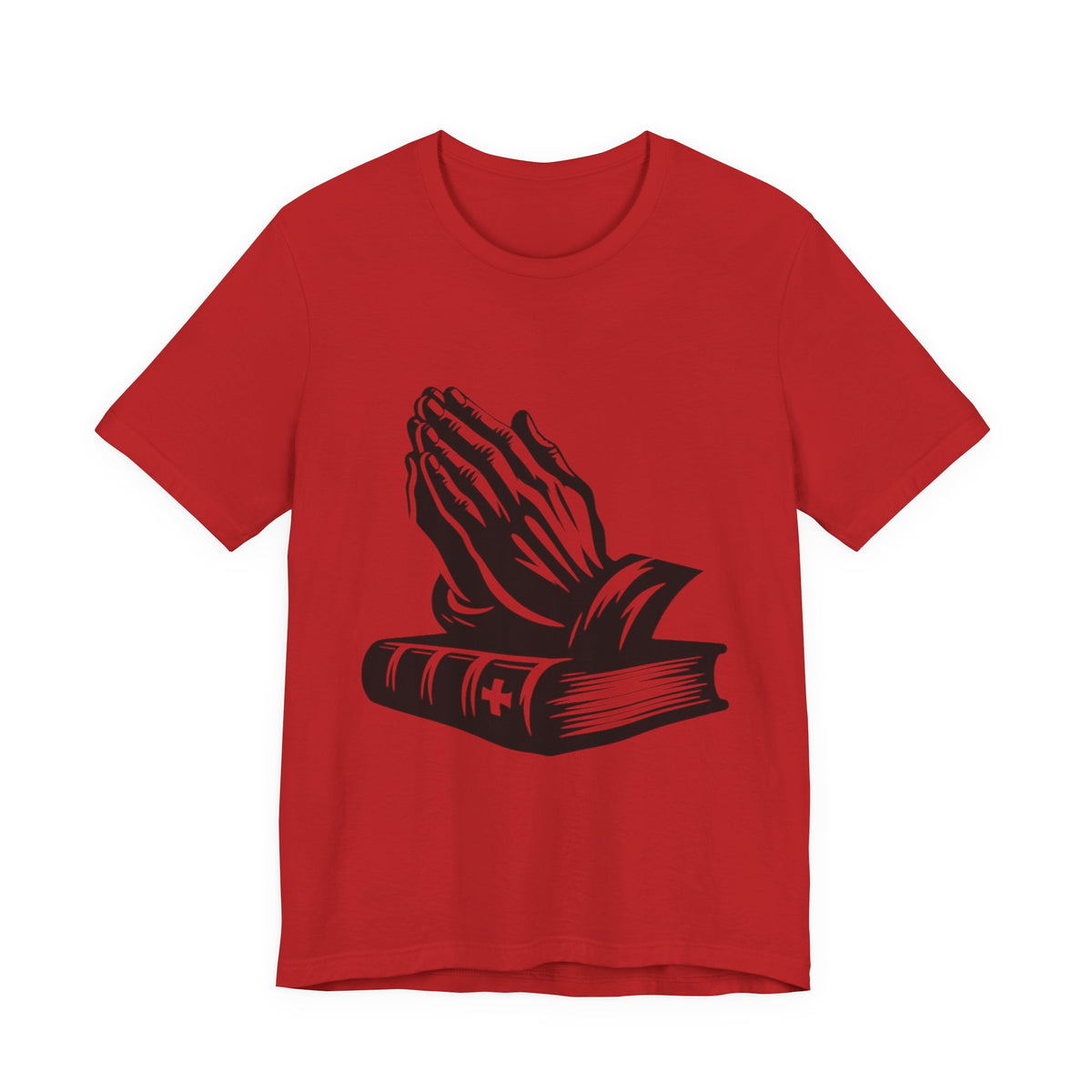 Prayer Hands &amp; Bible T-Shirt — Christian Faith Tee for Church, Prayer, Religious Gifts