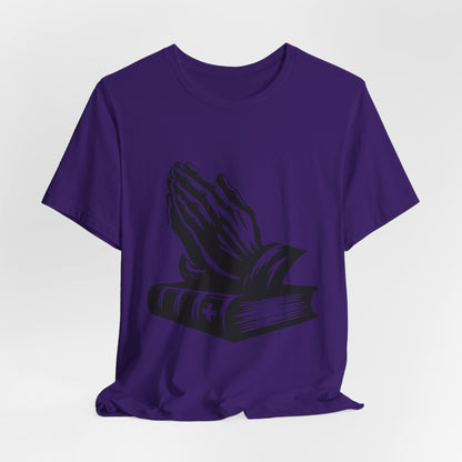 Prayer Hands &amp; Bible T-Shirt — Christian Faith Tee for Church, Prayer, Religious Gifts