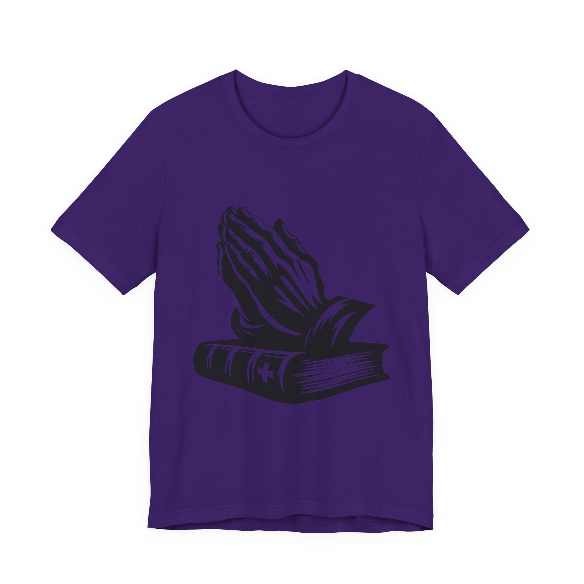 Prayer Hands &amp; Bible T-Shirt — Christian Faith Tee for Church, Prayer, Religious Gifts