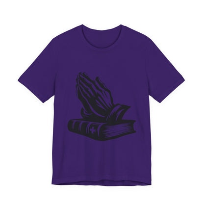 Prayer Hands &amp; Bible T-Shirt — Christian Faith Tee for Church, Prayer, Religious Gifts