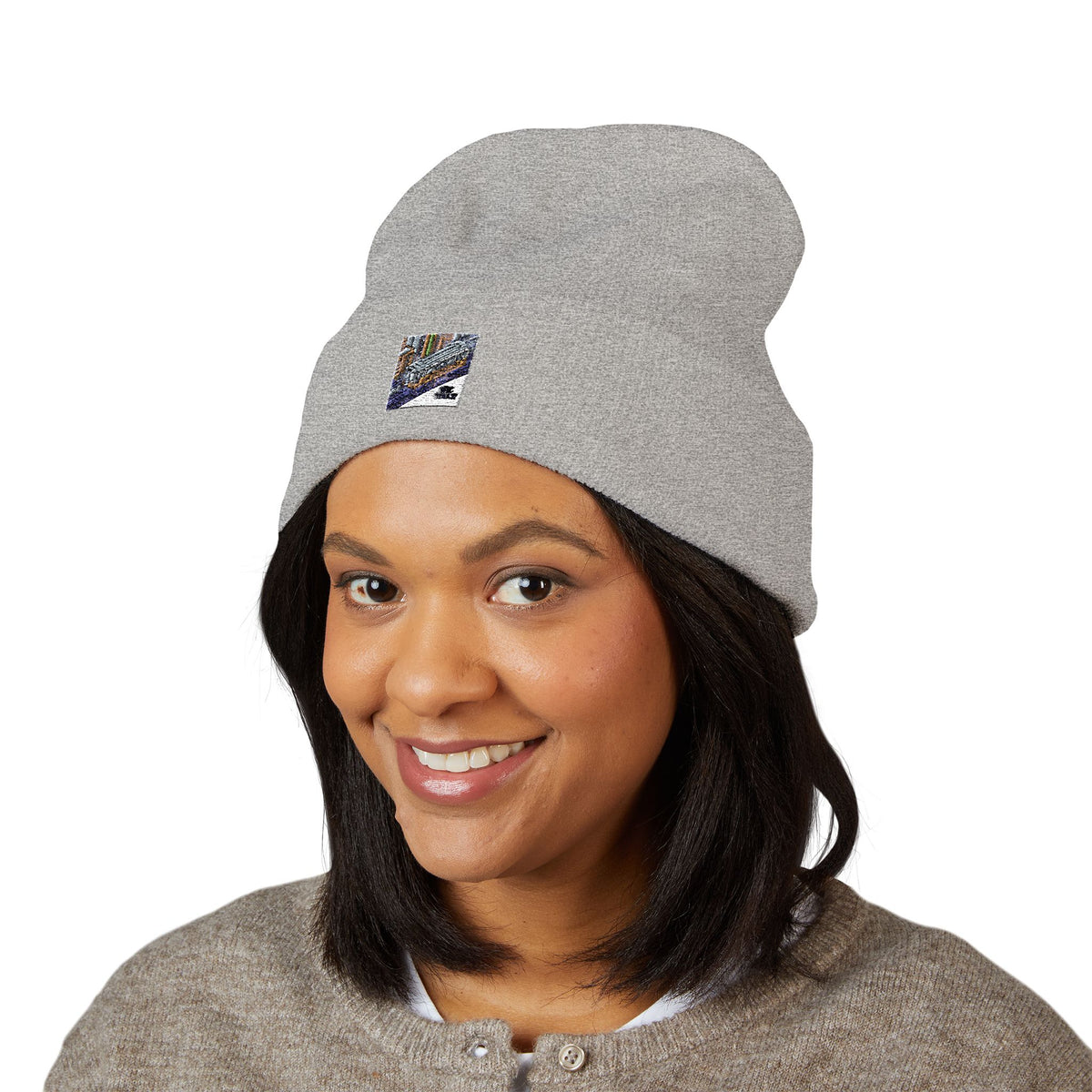 Cozy Embroidered Cuffed Beanie - Winter Warmth &amp; Style