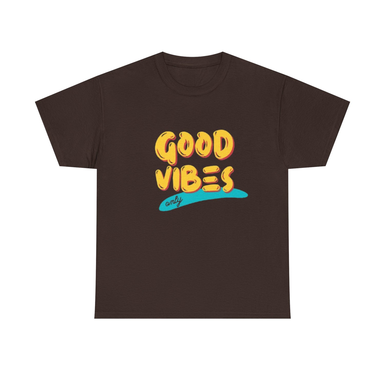 Unisex Heavy Cotton Tee - Good Vibes Only Printed  T-Shirt - Comfortable Casual Wear Tee - Unique Graphic Tee - Gift