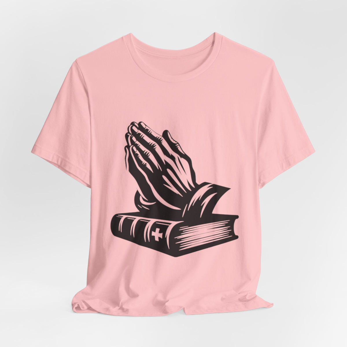 Prayer Hands &amp; Bible T-Shirt — Christian Faith Tee for Church, Prayer, Religious Gifts