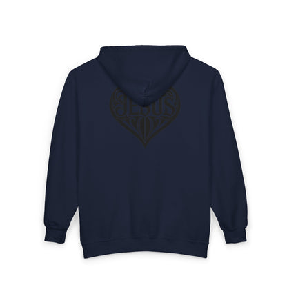 Heart Dagger Zip Hoodie – Gothic Heartline Full-Zip Sweatshirt