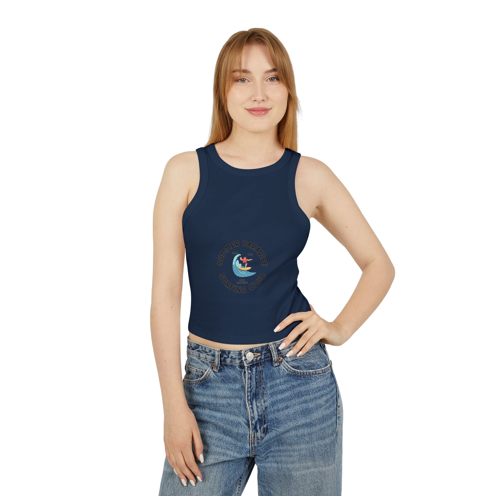 Surfing Club Racer Tank Top — "Summer Paradise" Graphic