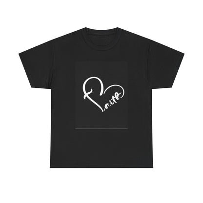 Unisex Heavy Cotton Tee with Love Heart Design