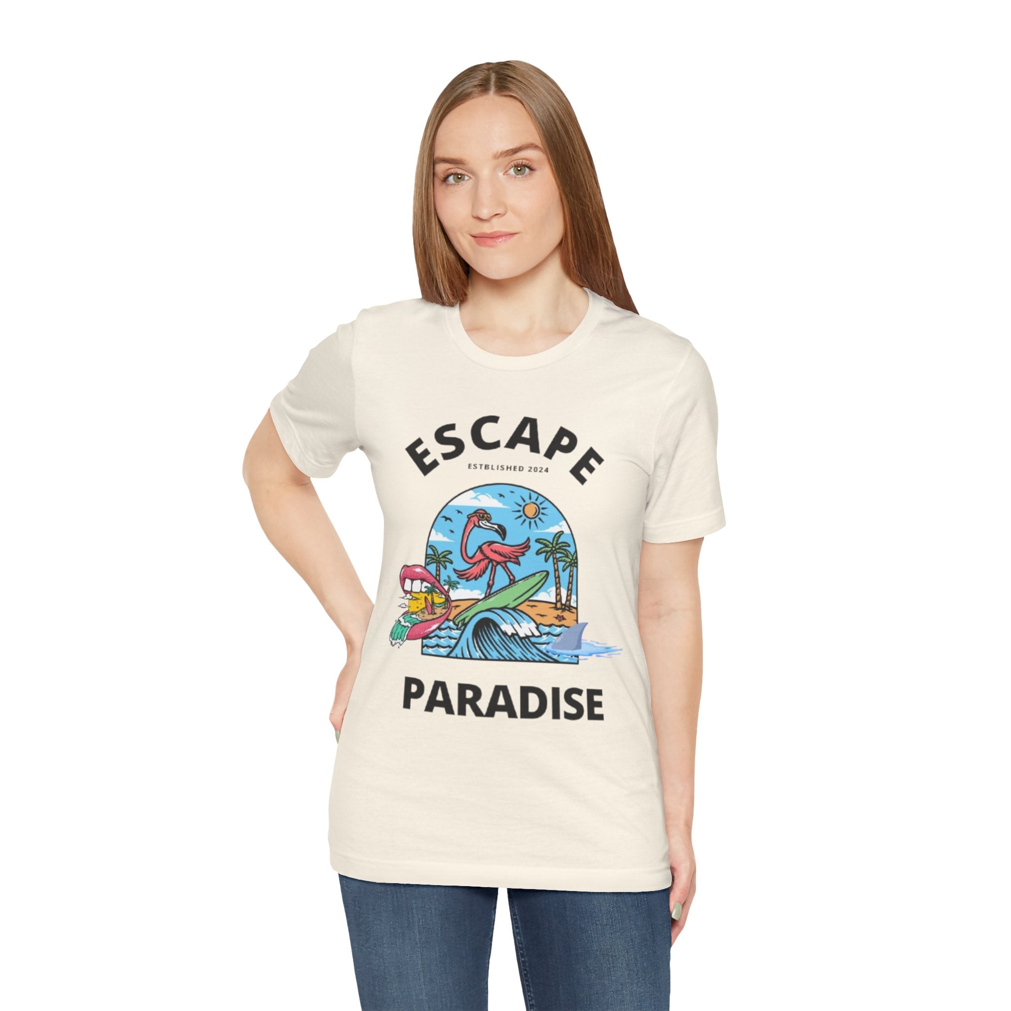 Unisex Graphic Tee - Eco-Friendly Unisex Jersey T-Shirt - Comfortable Casual Wear Tee - Escape Paradise Printed Tee - Gift