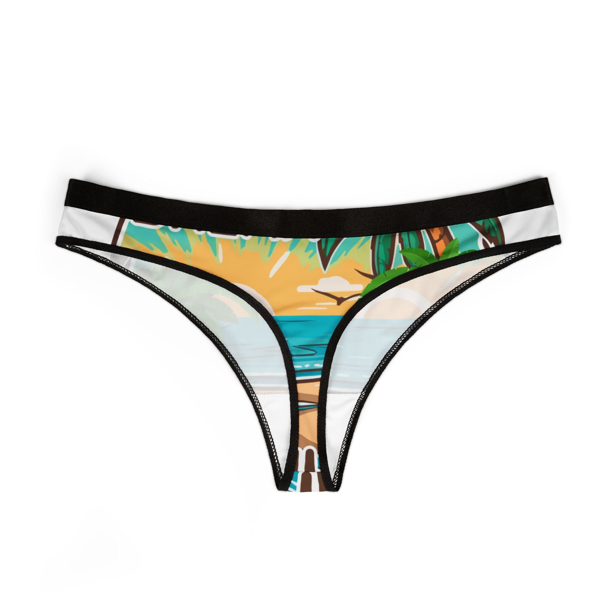 Tropical Beach Print Thong — Women&