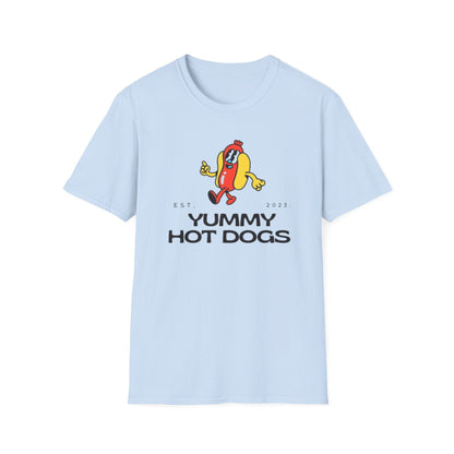 Yummy Hot Dogs Unisex Softstyle T-Shirt – Fun Foodie Graphic Tee for..