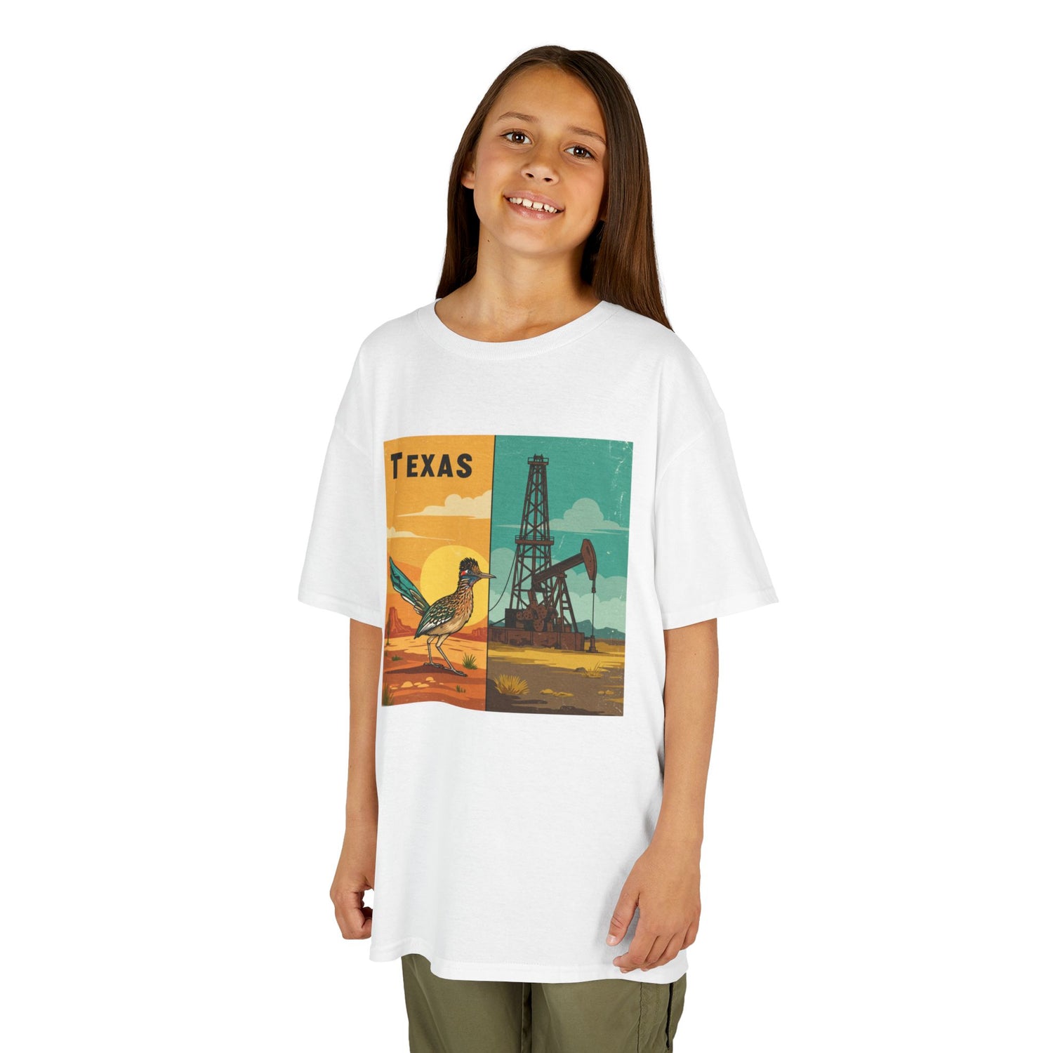 Texas Themed Kids Heavy Cotton Tee - Cute Retro Design