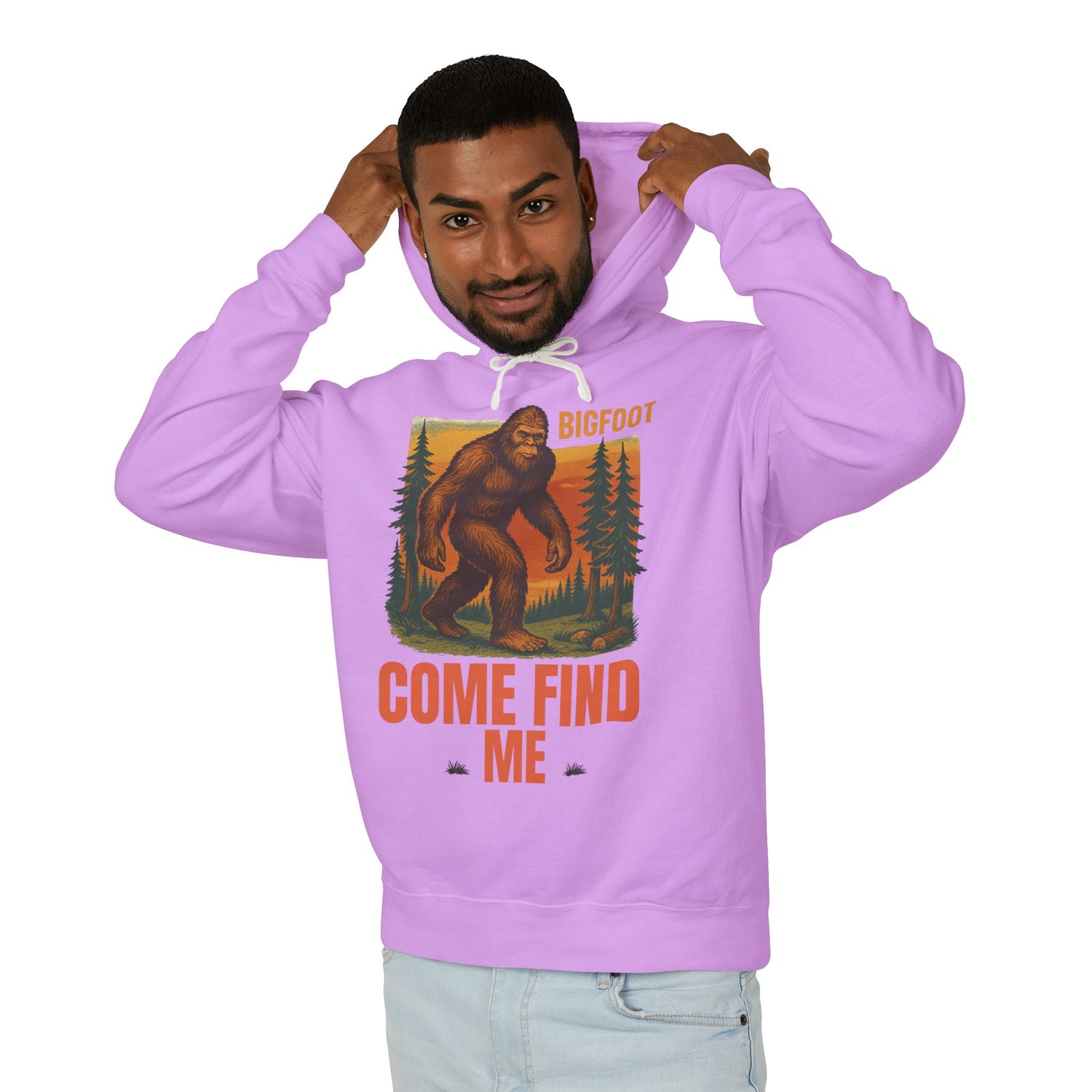 Bigfoot Adventure Lightweight Hoodie, Cozy Sweatshirt for Nature Lovers, Perfect Gift for Outdoor Enthusiasts, Camping, Hiking, Adventure