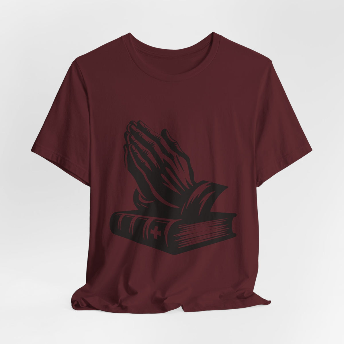 Prayer Hands &amp; Bible T-Shirt — Christian Faith Tee for Church, Prayer, Religious Gifts